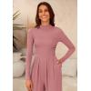 imagePRETTYGARDEN Jumpsuits For Women Dressy Fall Fashion Clothing 2025 Long Sleeve Mock Neck Date Night Rompers Business OutfitsPink