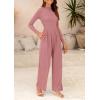 imagePRETTYGARDEN Jumpsuits For Women Dressy Fall Fashion Clothing 2025 Long Sleeve Mock Neck Date Night Rompers Business OutfitsPink