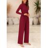 imagePRETTYGARDEN Jumpsuits For Women Dressy Fall Fashion Clothing 2025 Long Sleeve Mock Neck Date Night Rompers Business OutfitsWine Red