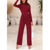 imagePRETTYGARDEN Jumpsuits For Women Dressy Fall Fashion Clothing 2025 Long Sleeve Mock Neck Date Night Rompers Business OutfitsWine Red