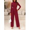 imagePRETTYGARDEN Jumpsuits For Women Dressy Fall Fashion Clothing 2025 Long Sleeve Mock Neck Date Night Rompers Business OutfitsWine Red
