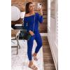 imagePRETTYGARDEN Jumpsuits for Women Dressy 2025 Fall Long Sleeve Off Shoulder Elastic Waist Rompers One Piece Travel OutfitsBlue