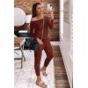 imagePRETTYGARDEN Jumpsuits for Women Dressy 2025 Fall Long Sleeve Off Shoulder Elastic Waist Rompers One Piece Travel OutfitsBrick Red