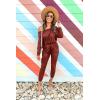 imagePRETTYGARDEN Jumpsuits for Women Dressy 2025 Fall Long Sleeve Off Shoulder Elastic Waist Rompers One Piece Travel OutfitsBrick Red