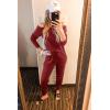 imagePRETTYGARDEN Jumpsuits for Women Dressy 2025 Fall Long Sleeve Off Shoulder Elastic Waist Rompers One Piece Travel OutfitsBrick Red