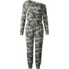 imagePRETTYGARDEN Jumpsuits for Women Dressy 2025 Fall Long Sleeve Off Shoulder Elastic Waist Rompers One Piece Travel OutfitsCamo