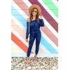 imagePRETTYGARDEN Jumpsuits for Women Dressy 2025 Fall Long Sleeve Off Shoulder Elastic Waist Rompers One Piece Travel OutfitsDark Blue