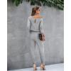 imagePRETTYGARDEN Jumpsuits for Women Dressy 2025 Fall Long Sleeve Off Shoulder Elastic Waist Rompers One Piece Travel OutfitsGrey