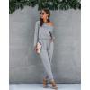 imagePRETTYGARDEN Jumpsuits for Women Dressy 2025 Fall Long Sleeve Off Shoulder Elastic Waist Rompers One Piece Travel OutfitsGrey
