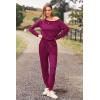 imagePRETTYGARDEN Jumpsuits for Women Dressy 2025 Fall Long Sleeve Off Shoulder Elastic Waist Rompers One Piece Travel OutfitsPurple
