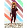 imagePRETTYGARDEN Jumpsuits for Women Dressy 2025 Fall Long Sleeve Off Shoulder Elastic Waist Rompers One Piece Travel OutfitsWine Red