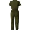 imagePRETTYGARDEN Jumpsuits for Women Dressy 2025 Summer Casual Short Sleeve Romper Spring Airport Beach Vacation Travel OutfitsArmy Green
