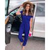 imagePRETTYGARDEN Jumpsuits for Women Dressy 2025 Summer Casual Short Sleeve Romper Spring Airport Beach Vacation Travel OutfitsBlue