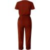 imagePRETTYGARDEN Jumpsuits for Women Dressy 2025 Summer Casual Short Sleeve Romper Spring Airport Beach Vacation Travel OutfitsBrick Red