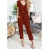 imagePRETTYGARDEN Jumpsuits for Women Dressy 2025 Summer Casual Short Sleeve Romper Spring Airport Beach Vacation Travel OutfitsBrick Red
