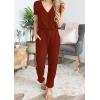 imagePRETTYGARDEN Jumpsuits for Women Dressy 2025 Summer Casual Short Sleeve Romper Spring Airport Beach Vacation Travel OutfitsBrick Red