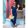 imagePRETTYGARDEN Jumpsuits for Women Dressy 2025 Summer Casual Short Sleeve Romper Spring Airport Beach Vacation Travel OutfitsDark Blue
