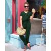 imagePRETTYGARDEN Jumpsuits for Women Dressy 2025 Summer Casual Short Sleeve Romper Spring Airport Beach Vacation Travel OutfitsDark Green
