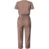 imagePRETTYGARDEN Jumpsuits for Women Dressy 2025 Summer Casual Short Sleeve Romper Spring Airport Beach Vacation Travel OutfitsDark Khaki