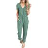 imagePRETTYGARDEN Jumpsuits for Women Dressy 2025 Summer Casual Short Sleeve Romper Spring Airport Beach Vacation Travel OutfitsFruit Green