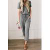 imagePRETTYGARDEN Jumpsuits for Women Dressy 2025 Summer Casual Short Sleeve Romper Spring Airport Beach Vacation Travel OutfitsGrey