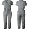 imagePRETTYGARDEN Jumpsuits for Women Dressy 2025 Summer Casual Short Sleeve Romper Spring Airport Beach Vacation Travel OutfitsGrey