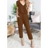 imagePRETTYGARDEN Jumpsuits for Women Dressy 2025 Summer Casual Short Sleeve Romper Spring Airport Beach Vacation Travel OutfitsLight Brown