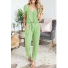 imagePRETTYGARDEN Jumpsuits for Women Dressy 2025 Summer Casual Short Sleeve Romper Spring Airport Beach Vacation Travel OutfitsLight Green
