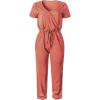 imagePRETTYGARDEN Jumpsuits for Women Dressy 2025 Summer Casual Short Sleeve Romper Spring Airport Beach Vacation Travel OutfitsLight Pink