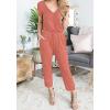 imagePRETTYGARDEN Jumpsuits for Women Dressy 2025 Summer Casual Short Sleeve Romper Spring Airport Beach Vacation Travel OutfitsLight Pink