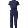 imagePRETTYGARDEN Jumpsuits for Women Dressy 2025 Summer Casual Short Sleeve Romper Spring Airport Beach Vacation Travel OutfitsNavy