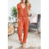 imagePRETTYGARDEN Jumpsuits for Women Dressy 2025 Summer Casual Short Sleeve Romper Spring Airport Beach Vacation Travel OutfitsOrange Red