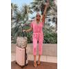 imagePRETTYGARDEN Jumpsuits for Women Dressy 2025 Summer Casual Short Sleeve Romper Spring Airport Beach Vacation Travel OutfitsRose Pink