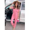 imagePRETTYGARDEN Jumpsuits for Women Dressy 2025 Summer Casual Short Sleeve Romper Spring Airport Beach Vacation Travel OutfitsRose Pink