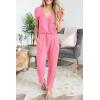 imagePRETTYGARDEN Jumpsuits for Women Dressy 2025 Summer Casual Short Sleeve Romper Spring Airport Beach Vacation Travel OutfitsRose Pink