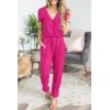 imagePRETTYGARDEN Jumpsuits for Women Dressy 2025 Summer Casual Short Sleeve Romper Spring Airport Beach Vacation Travel OutfitsRose Red