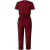 imagePRETTYGARDEN Jumpsuits for Women Dressy 2025 Summer Casual Short Sleeve Romper Spring Airport Beach Vacation Travel OutfitsWine Red