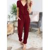 imagePRETTYGARDEN Jumpsuits for Women Dressy 2025 Summer Casual Short Sleeve Romper Spring Airport Beach Vacation Travel OutfitsWine Red