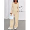 imagePRETTYGARDEN Jumpsuits for Women Dressy Casual 2025 Fall One Piece Outfits Long Sleeve Wide Leg Pants Romper Fashion ClothingBeige