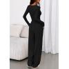 imagePRETTYGARDEN Jumpsuits for Women Dressy Casual 2025 Fall One Piece Outfits Long Sleeve Wide Leg Pants Romper Fashion ClothingBlack