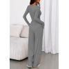 imagePRETTYGARDEN Jumpsuits for Women Dressy Casual 2025 Fall One Piece Outfits Long Sleeve Wide Leg Pants Romper Fashion ClothingGrey