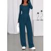 imagePRETTYGARDEN Jumpsuits for Women Dressy Casual 2025 Fall One Piece Outfits Long Sleeve Wide Leg Pants Romper Fashion ClothingLake Blue