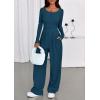 imagePRETTYGARDEN Jumpsuits for Women Dressy Casual 2025 Fall One Piece Outfits Long Sleeve Wide Leg Pants Romper Fashion ClothingLake Blue