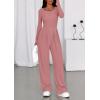 imagePRETTYGARDEN Jumpsuits for Women Dressy Casual 2025 Fall One Piece Outfits Long Sleeve Wide Leg Pants Romper Fashion ClothingPink