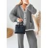 imagePRETTYGARDEN Lounge Sets for Women Fall 2025 Loungewear 2 Piece Outfits Cardigan Sweaters Track Suit Matching Winter ClothingGrey