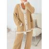 imagePRETTYGARDEN Lounge Sets for Women Fall 2025 Loungewear 2 Piece Outfits Cardigan Sweaters Track Suit Matching Winter ClothingKhaki