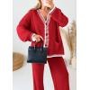 imagePRETTYGARDEN Lounge Sets for Women Fall 2025 Loungewear 2 Piece Outfits Cardigan Sweaters Track Suit Matching Winter ClothingRed