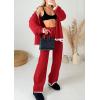 imagePRETTYGARDEN Lounge Sets for Women Fall 2025 Loungewear 2 Piece Outfits Cardigan Sweaters Track Suit Matching Winter ClothingRed