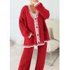 imagePRETTYGARDEN Lounge Sets for Women Fall 2025 Loungewear 2 Piece Outfits Cardigan Sweaters Track Suit Matching Winter ClothingRed