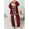 imagePRETTYGARDEN Lounge Sets for Women Fall 2025 Loungewear 2 Piece Outfits Cardigan Sweaters Track Suit Matching Winter ClothingWine Red